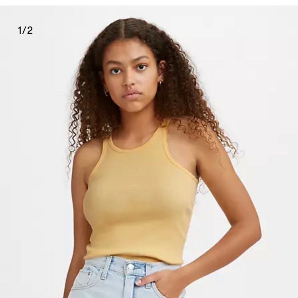 Levi’s High Neck Tank Top Medium Pale Yellow